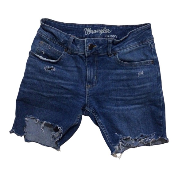 Wrangler Blue Jean Shorts Distressed Cut-Offs size 28 - Picture 2 of 5